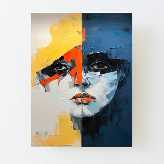 Twoface Acrylic Abstract Art Portrait Wall Decorative Mural