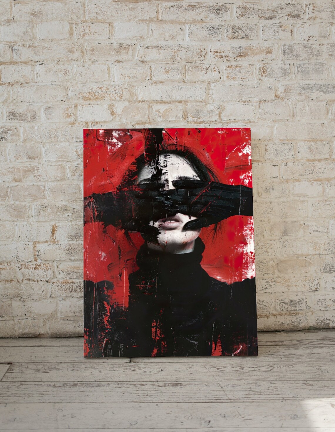 Woman With Black Gloves Oil Abstract Wall Art Deco Mural Decoration Home Office