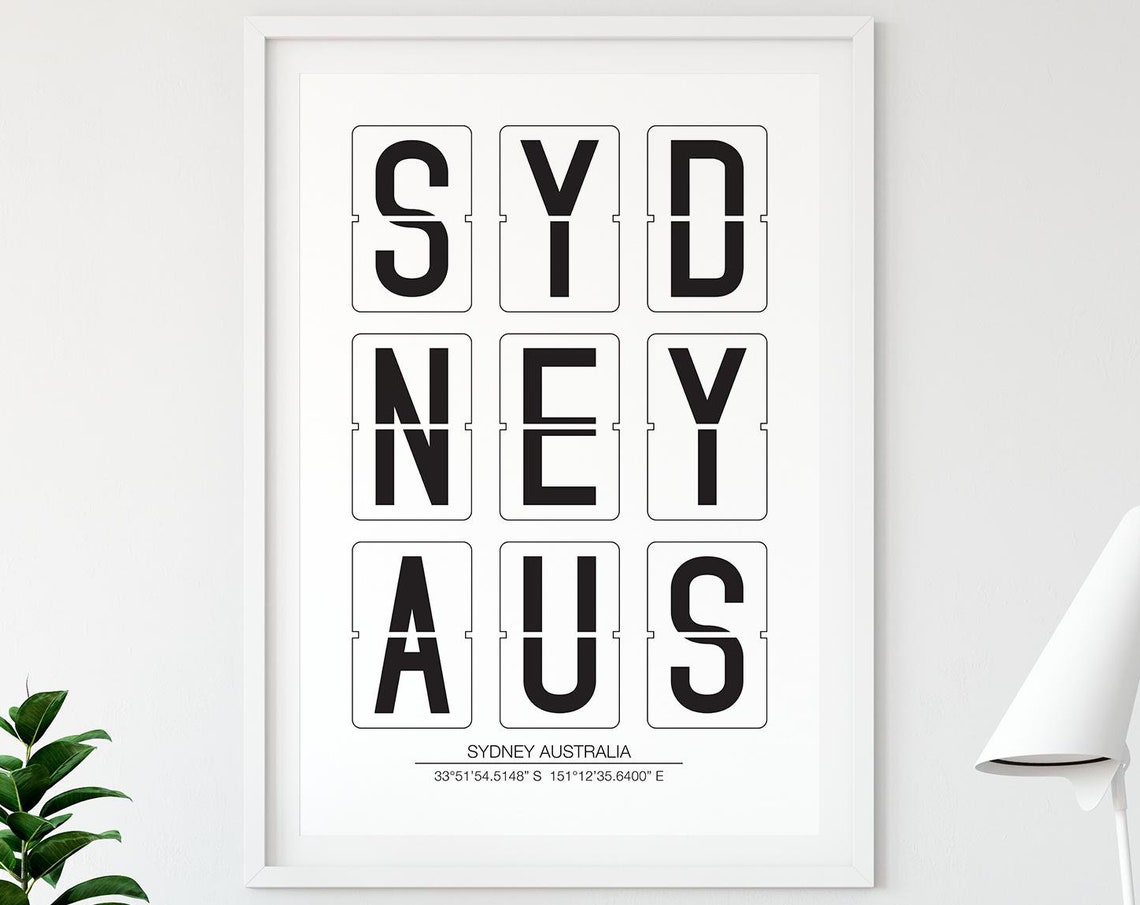 Sydney Australia Split Flap Departure Board Coordinates Poster