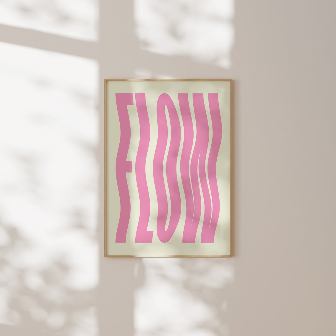 Flow Wavy Pink Letters Cream Retro Minimalist Typography Poster
