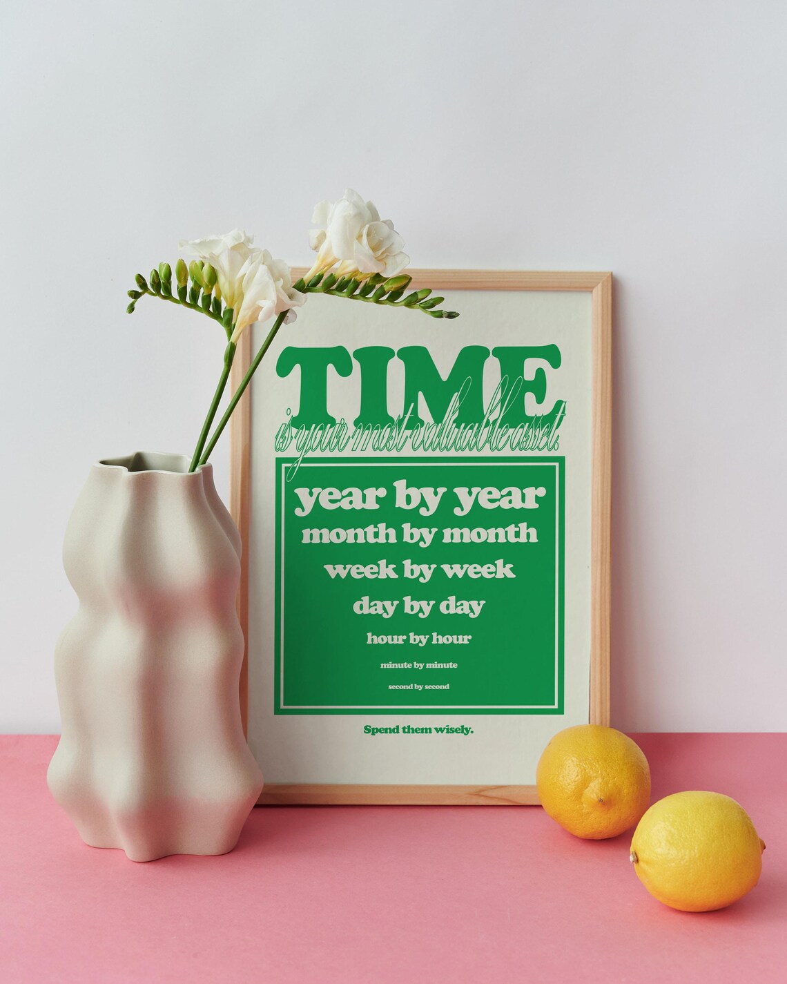 Time Is Your Most Valuable Asset Green Retro Motivational Poster - Image 2