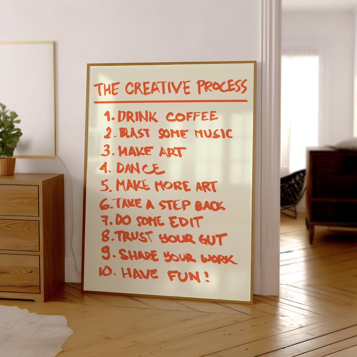 The Creative Process 10 Steps Handwritten Orange Studio Poster - Image 3