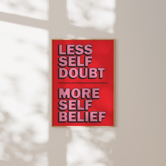 Less Is More Motivational Poster Creativity Quote Retro Wall Art Red Typography Modern Room Decor Large Art