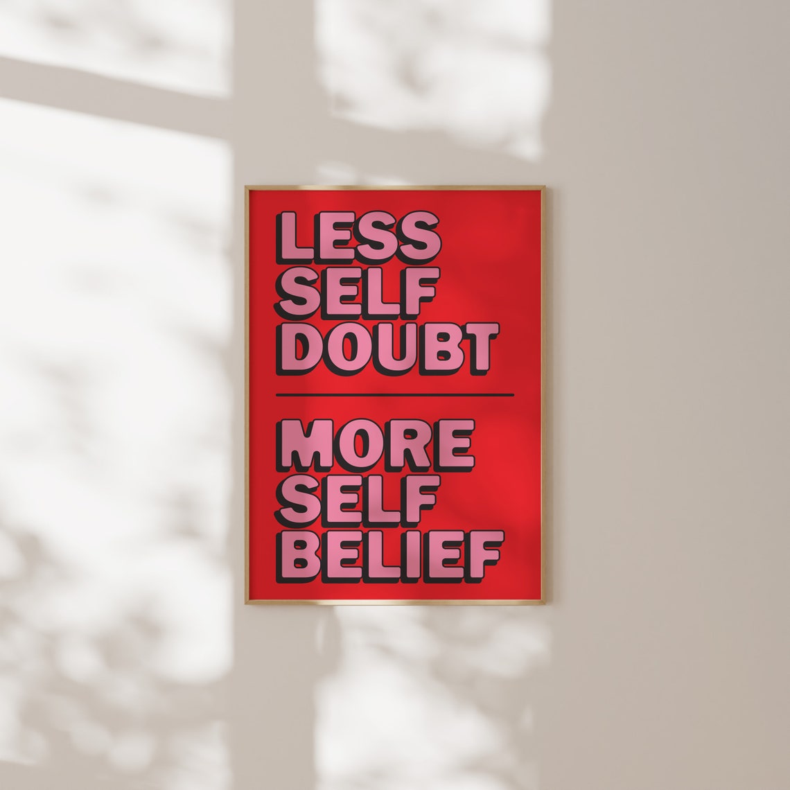 Less Is More Motivational Poster Creativity Quote Retro Wall Art Red Typography Modern Room Decor Large Art