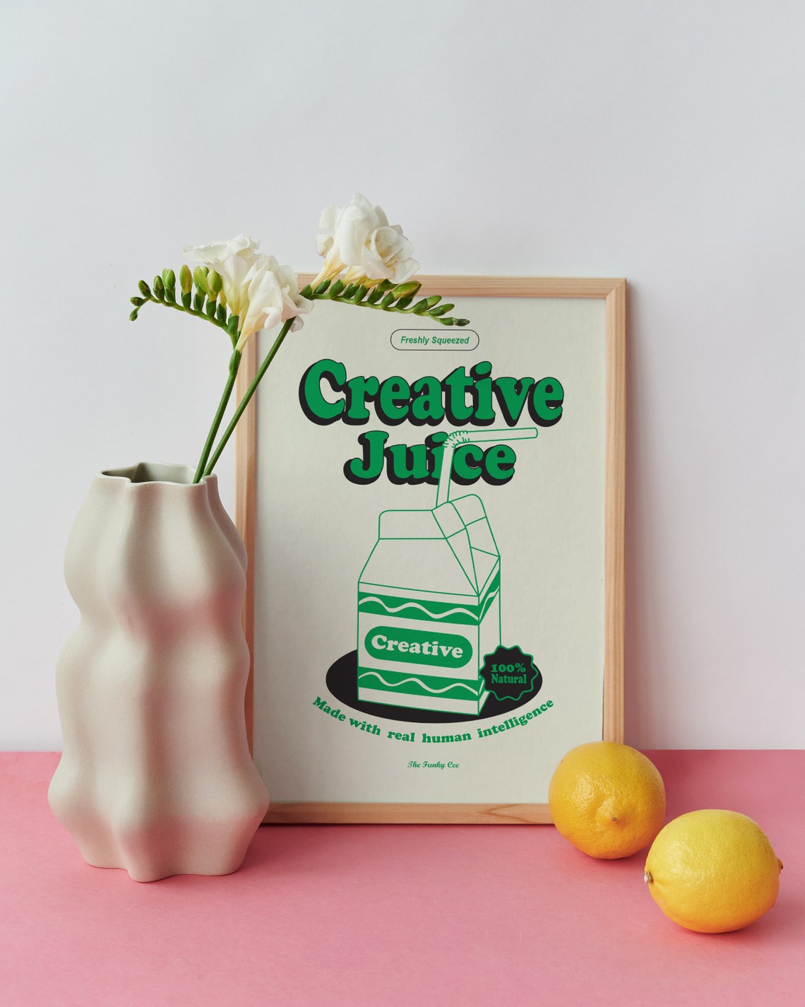 Creative Juice Green Line Carton Cream Retro Creatives Poster - Image 2