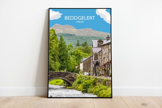 Beddgelert Wales Travel Poster, Snowdonia Hiking Gift