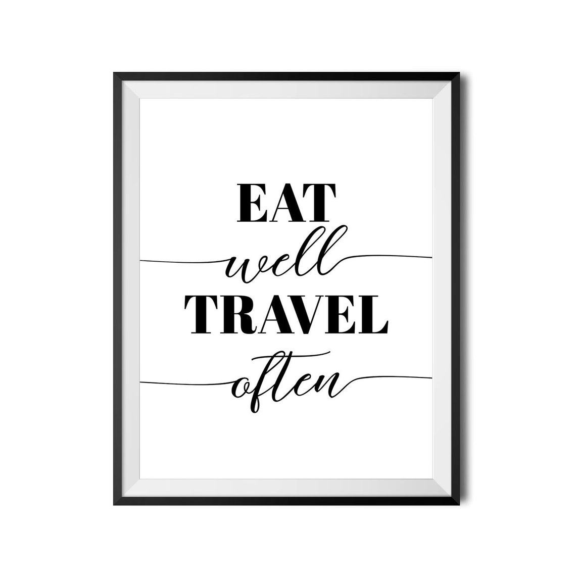 Eat Well Travel Often Wanderlust Minimalist Travel Quote Poster - Image 3