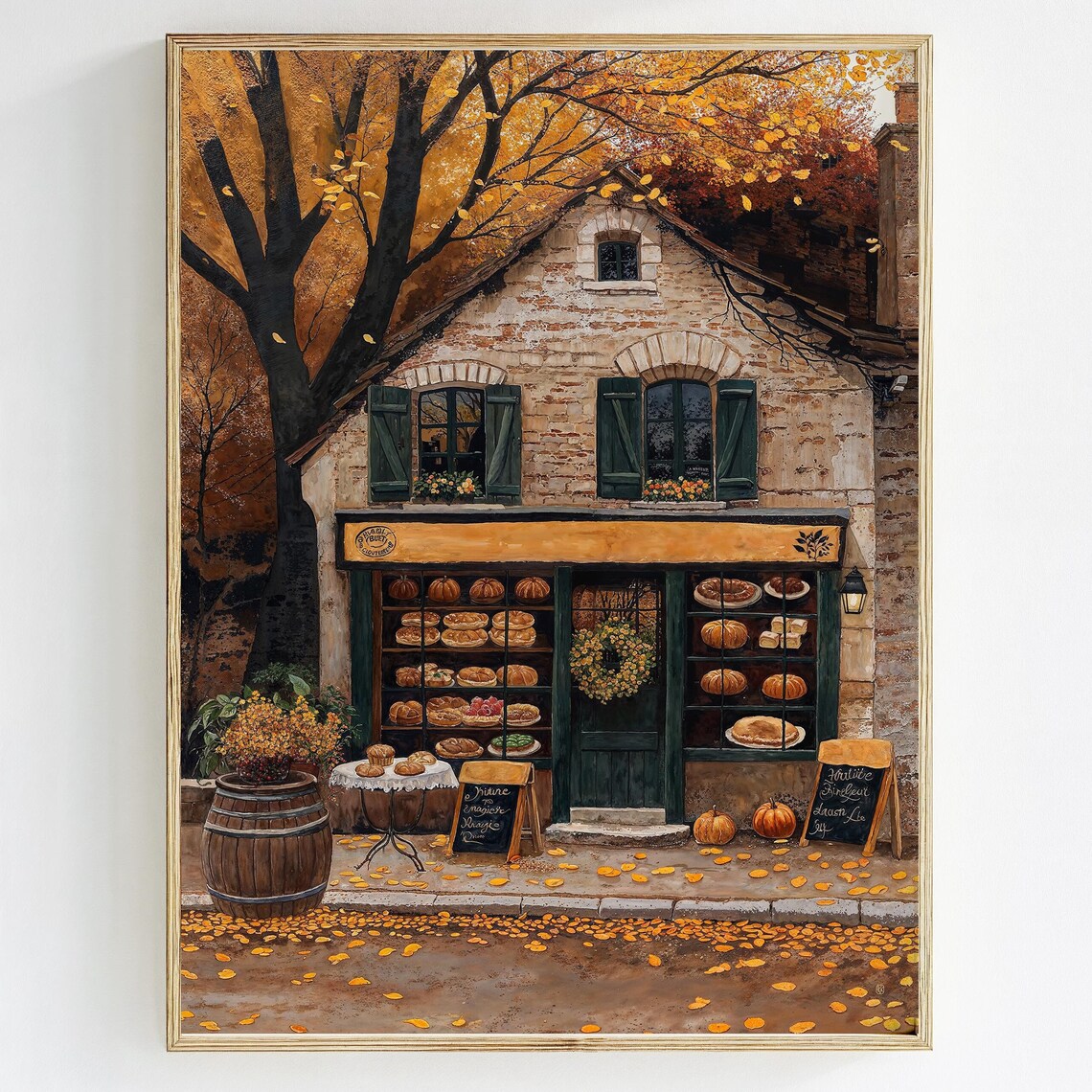 Autumn In New York Cafe Art Print, Cozy Fall
