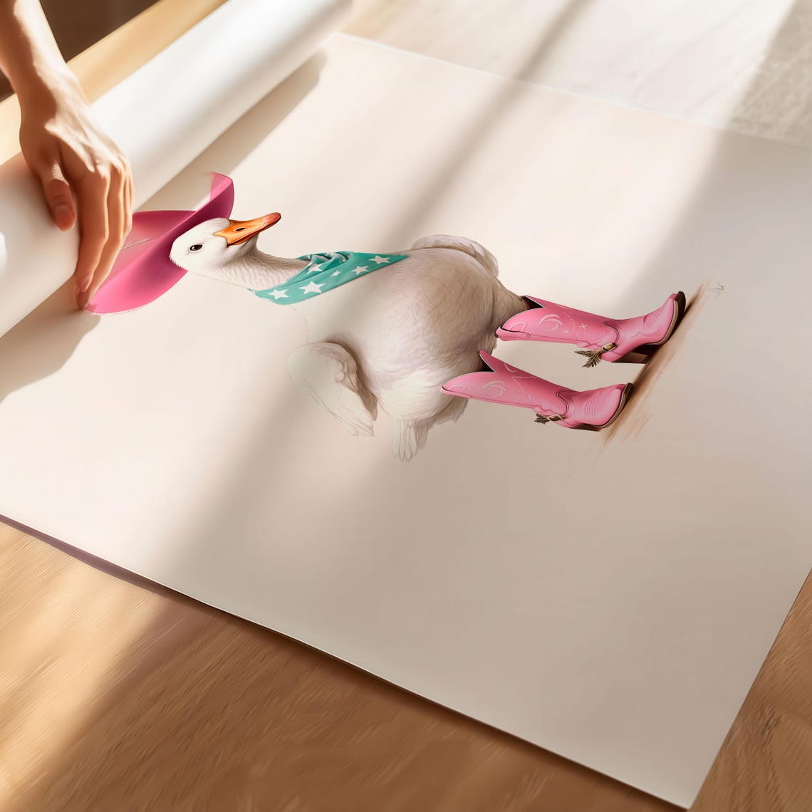 Silly Cowgirl Goose in Pink Cowboy Boots and a Pink Hat Poster - Image 5