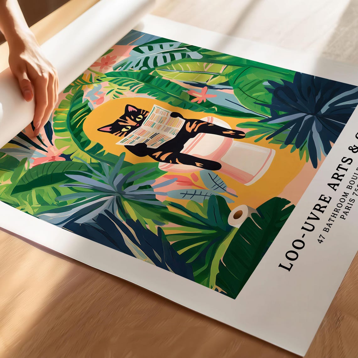 Matisse Style Black Cat Reading on a Pink Toilet Parody Art Poster - Image 6