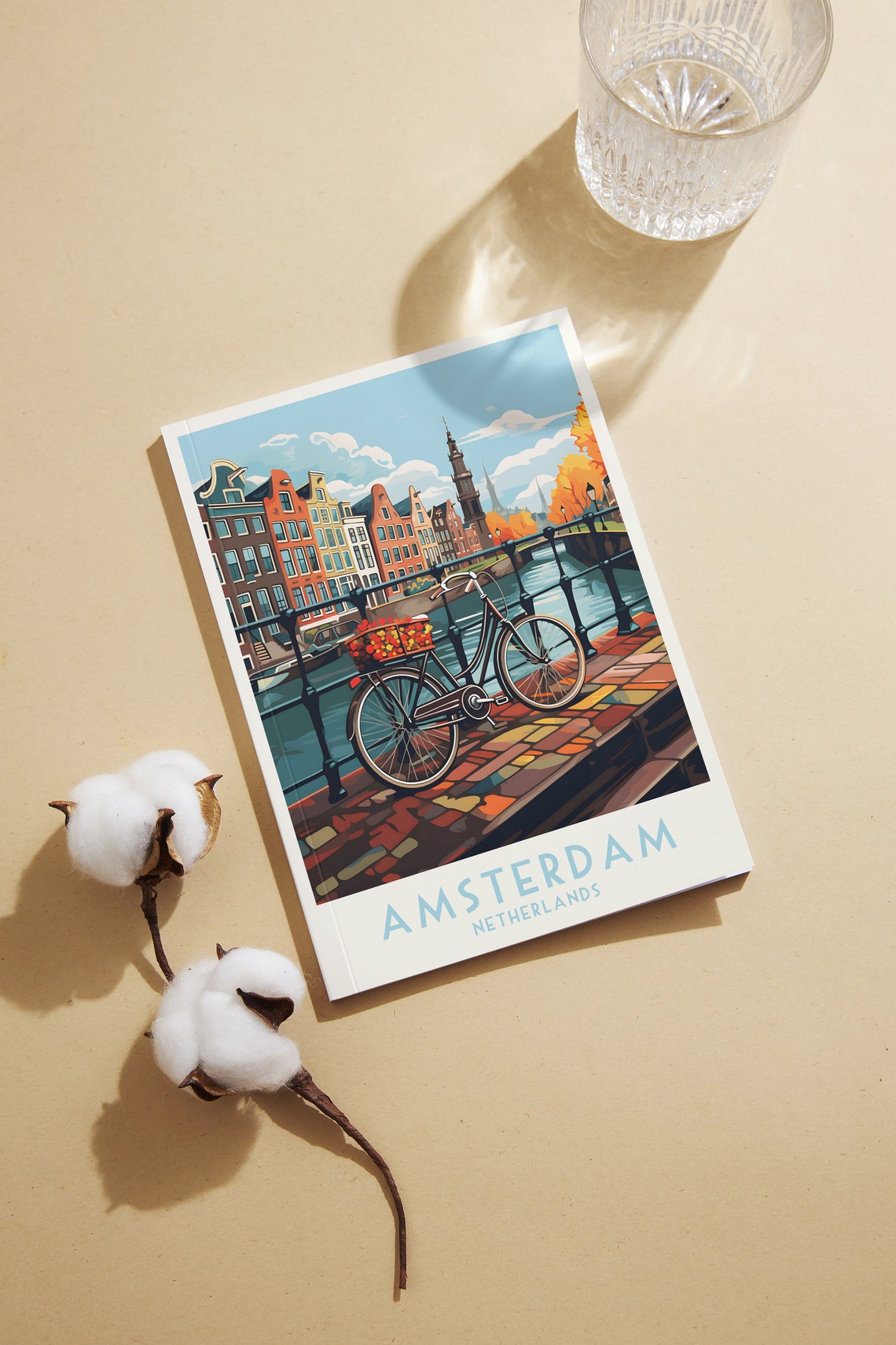 Amsterdam Canal Bicycle Autumn Vintage Netherlands Travel Poster - Image 2