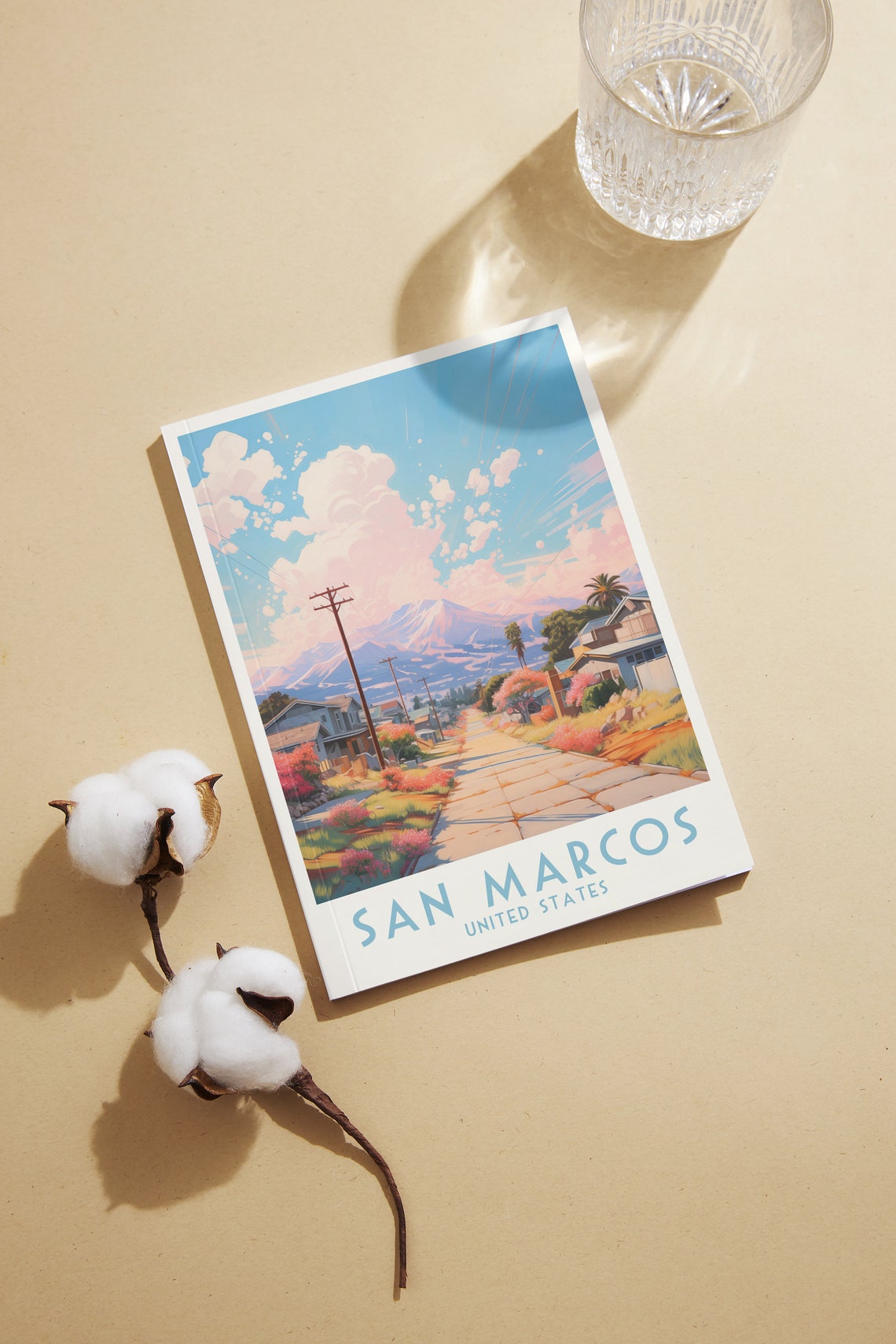 San Marcos Street Mountainside Blossoms Spring Travel Poster - Image 2