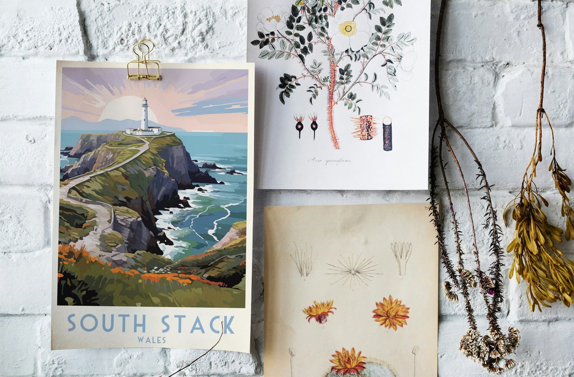 South Stack Wales Lighthouse Cliff Sunrise Coastal Travel Poster - Image 3