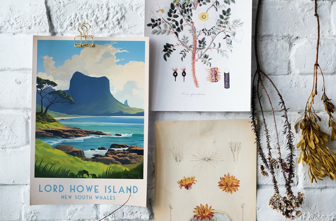 Lord Howe Island Volcanic Peaks Rocky Coast Travel Poster Artwork - Image 4