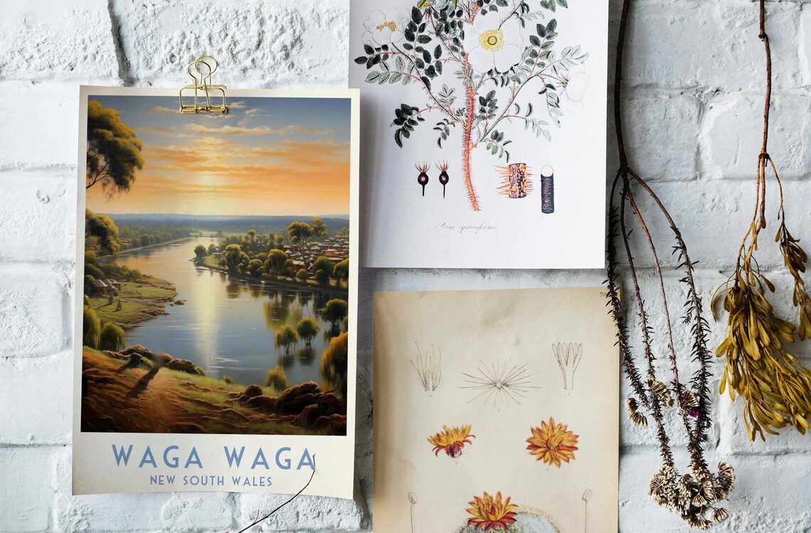 Waga Waga River Sunset New South Wales Riverside View Travel Poster - Image 3