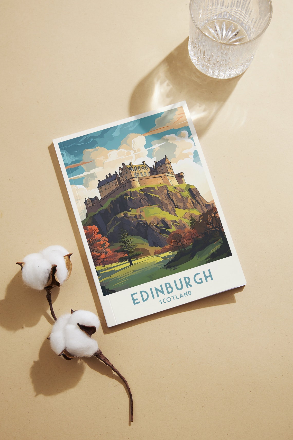 Edinburgh Castle Rock Sunset Highlands Vintage Scotland Travel Poster - Image 2