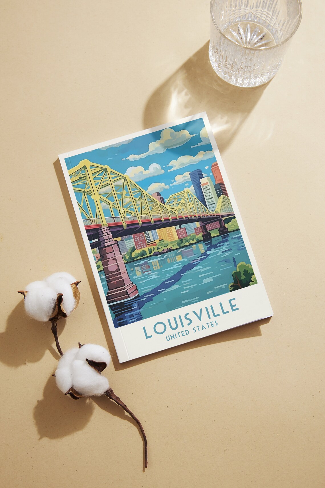 Louisville United States Vintage Yellow Truss Bridge Skyline Poster - Image 2