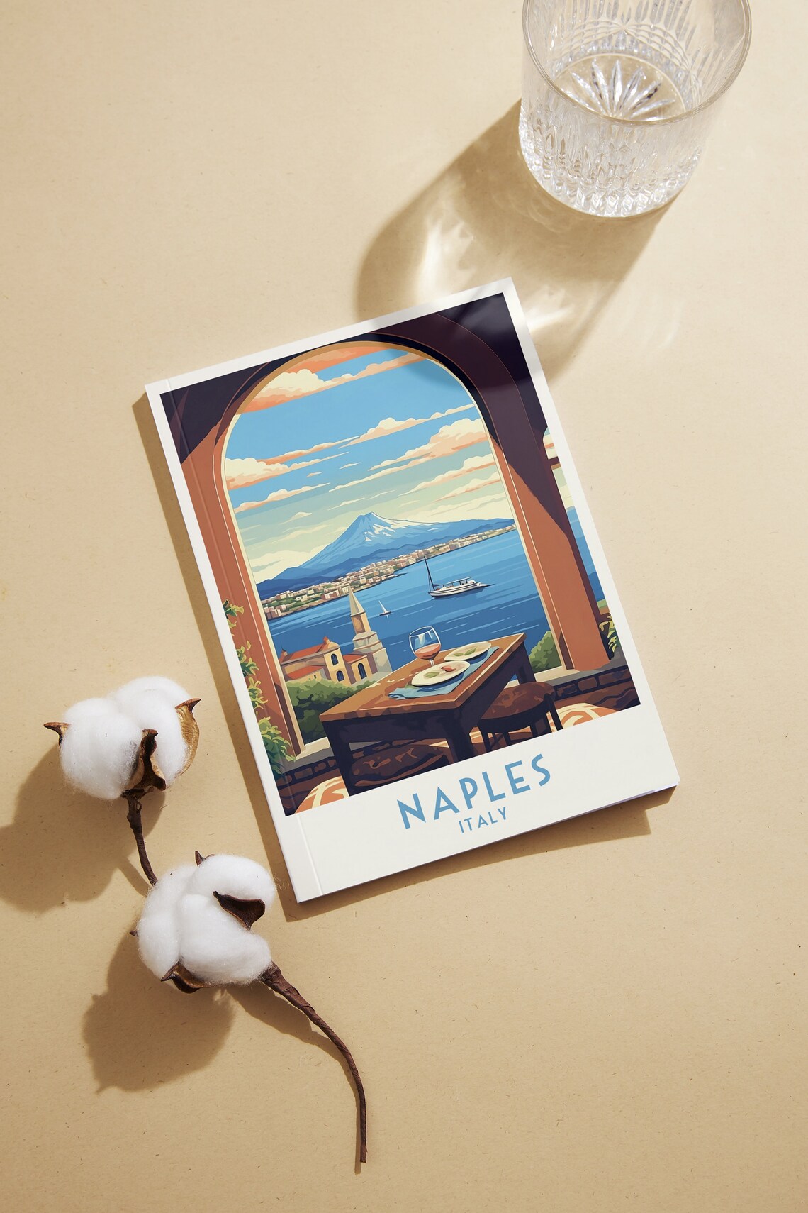 Naples Bay Vesuvius Terrace View Wine Vintage Italy Travel Poster - Image 2