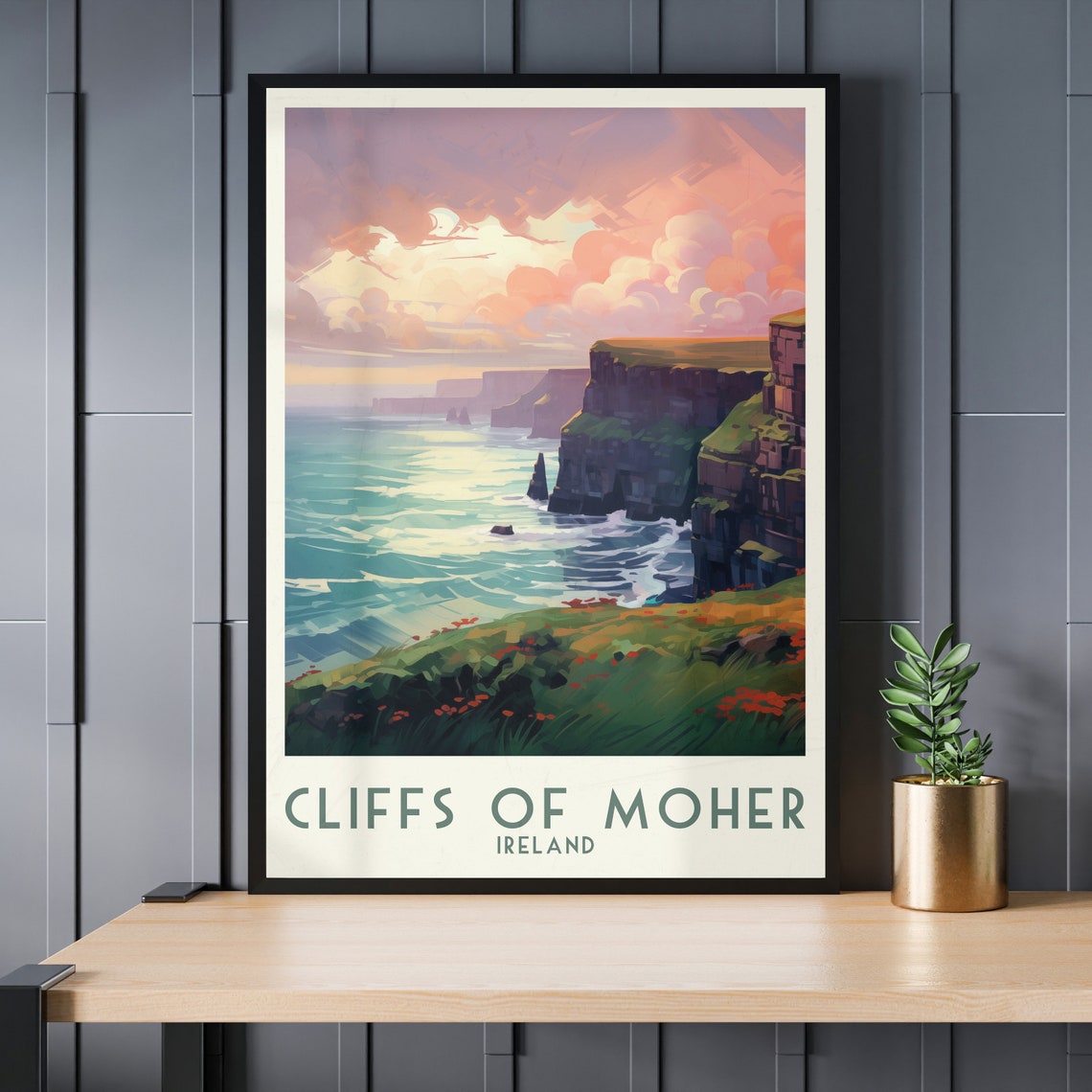 Cliffs of Moher Ireland Ocean Cliffs Sunset Waves Travel Poster - Image 3