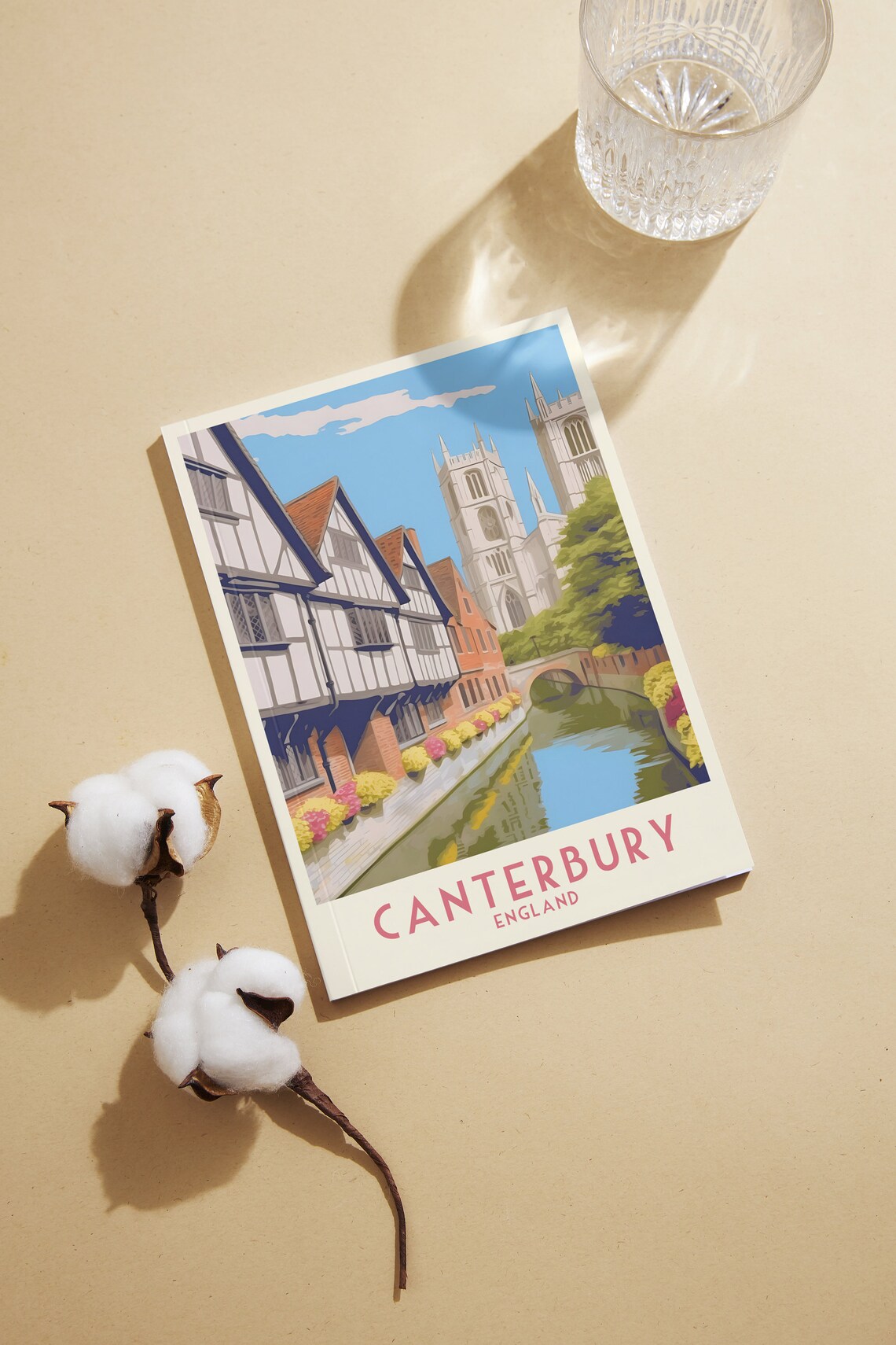 Canterbury England Cathedral Half Timbered Riverside Street Poster - Image 2