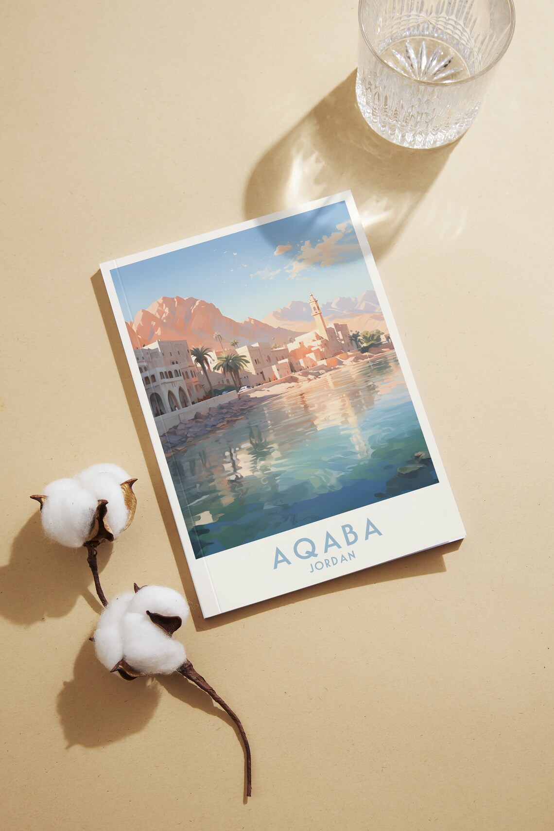 Aqaba Jordan Red Sea Waterfront Sunset Vintage Travel Poster - Image 2