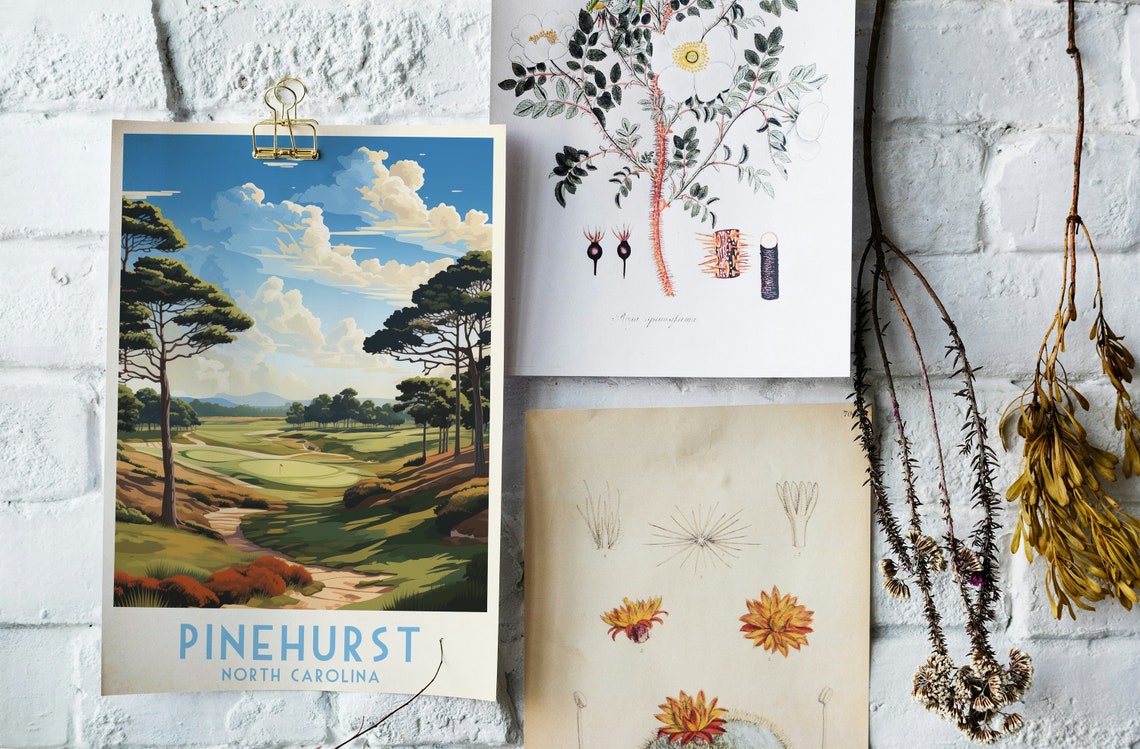 Pinehurst North Carolina Pine Lined Fairway Sandy Path Golf Poster - Image 3