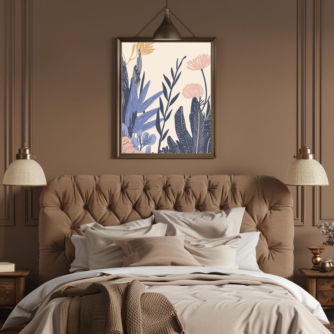 Colorful Chinoiserie Botanical with Peach Blossoms Floral Wall Poster - Image 3