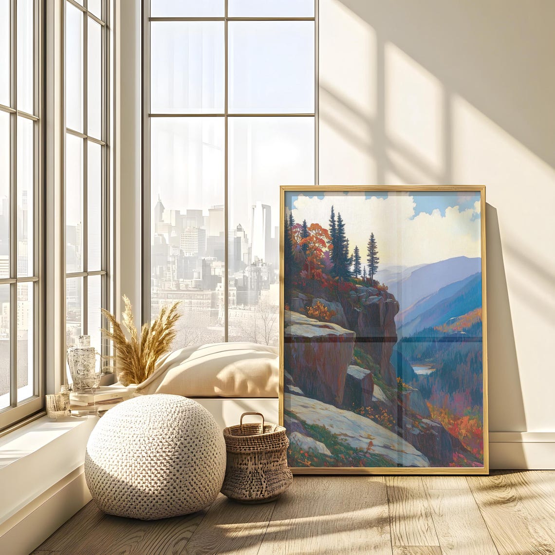 Rugged Mountain Cliff Autumn Pines Overlooking Valley Poster - Image 3
