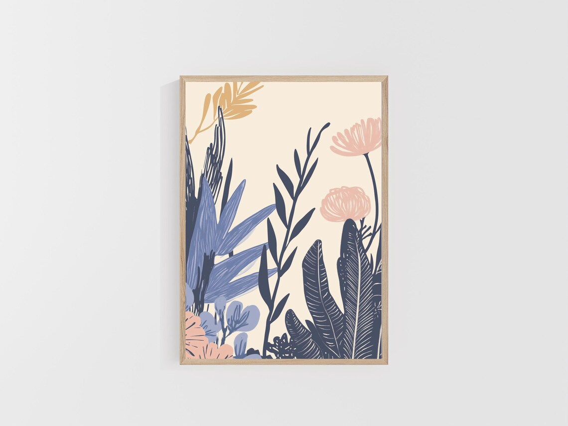 Colorful Chinoiserie Botanical with Peach Blossoms Floral Wall Poster - Image 4