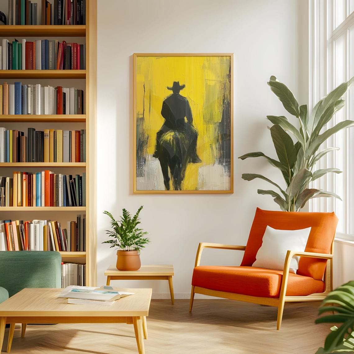 Western Cowboy Oil Painting Print Wall Hanging Masculine Wall Art Art Southwestern Artwork - Image 3