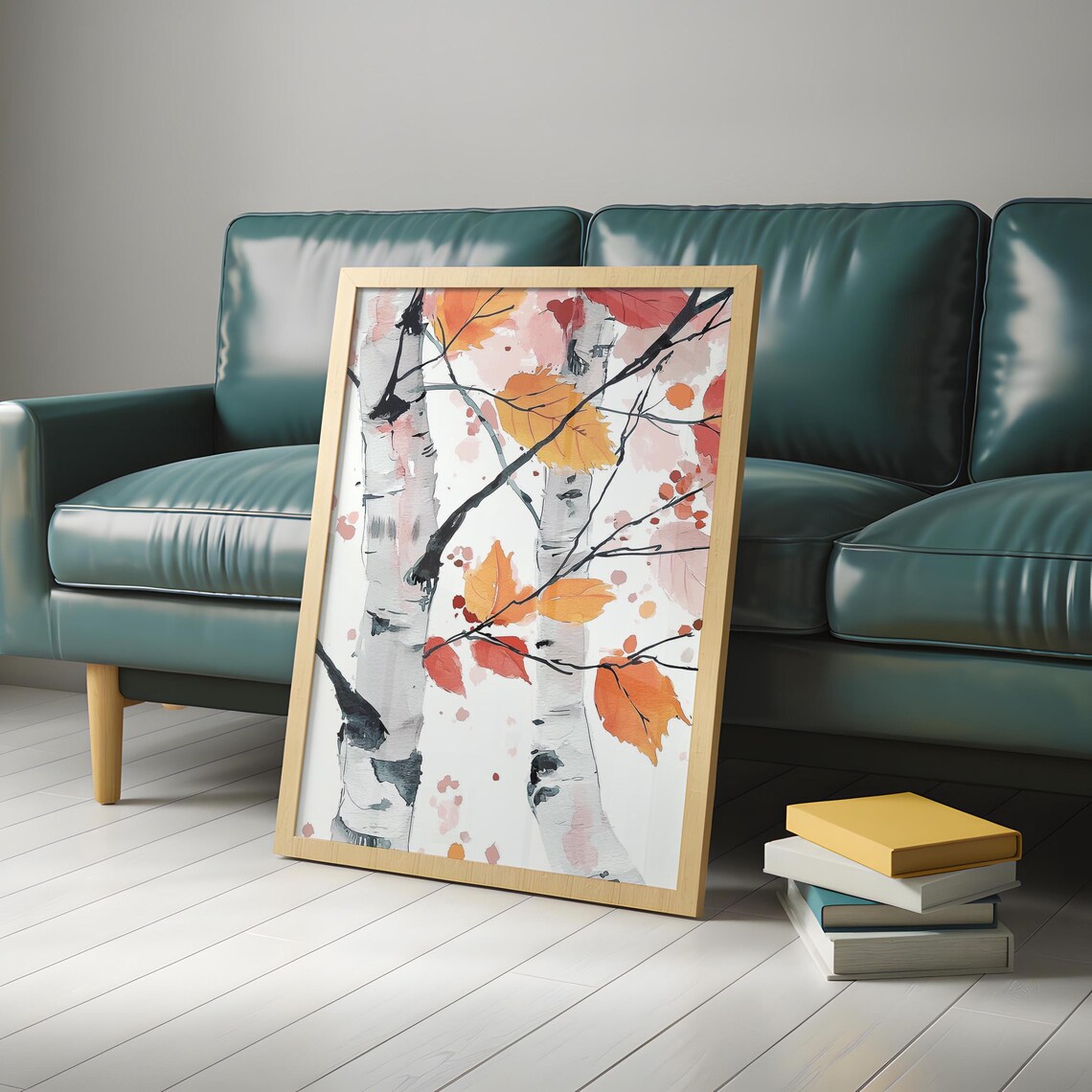 Birch Tree Painting Nature Inspired Wall Art Print Japandi Style White Birch Tree Art Dopamine Decor Bedroom Living Dining Room - Image 4