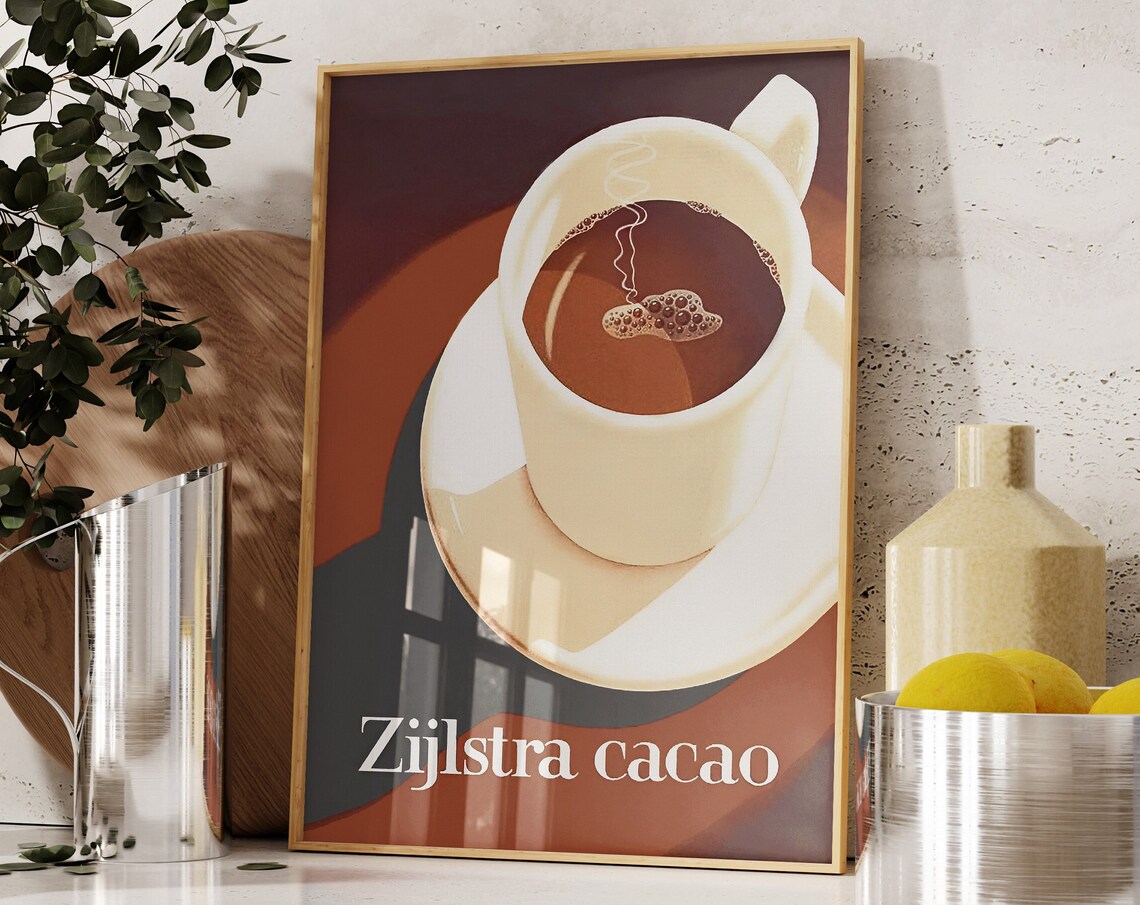 Zijlstra Cacao Vintage Advertising Poster Steaming Cocoa Cup Art - Image 2