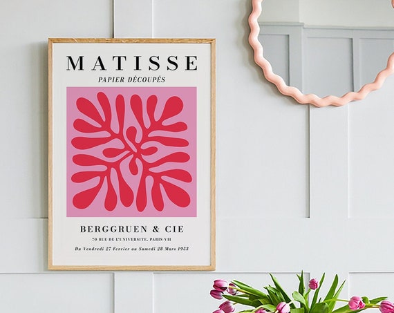 Matisse Exhibition Print Art Pink Red Paper Cut Outs French Abstract Art Cute Trendy Wall Art