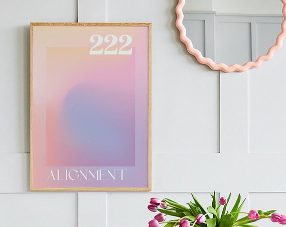 Angel Number 222 Alignment Print Art Spiritual Manifestation Gradient Aura Wall Art Cute Trendy Wall Art
