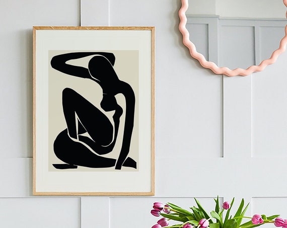 Matisse Exhibition Black Nude Print Art Paper Cut Outs French Abstract Art Cute Trendy Wall Art