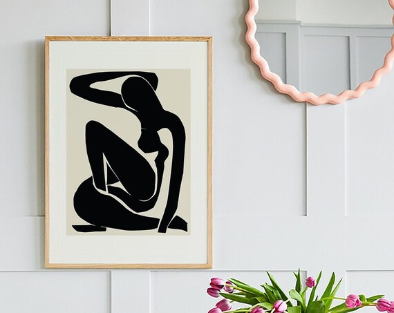 Matisse Style Black Nude Silhouette Minimalist Modern Art Print