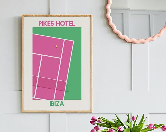 Pink Tennis Court Art Pikes Hotel Ibiza Abstract Art Cute Trendy Wall Art