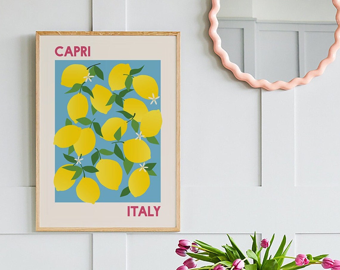 Capri Italy Lemon Market Bright Citrus Travel Poster Kitchen Art - Image 5