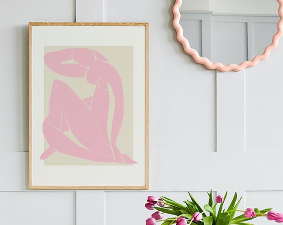 Matisse Exhibition Pink Nude Print Art Paper Cut Outs French Abstract Art Cute Trendy Wall Art
