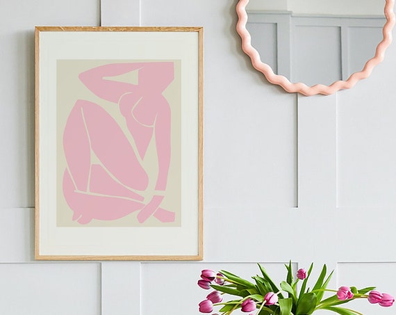 Matisse Exhibition Pink Nude Print Art Paper Cut Outs French Abstract Art Cute Trendy Wall Art