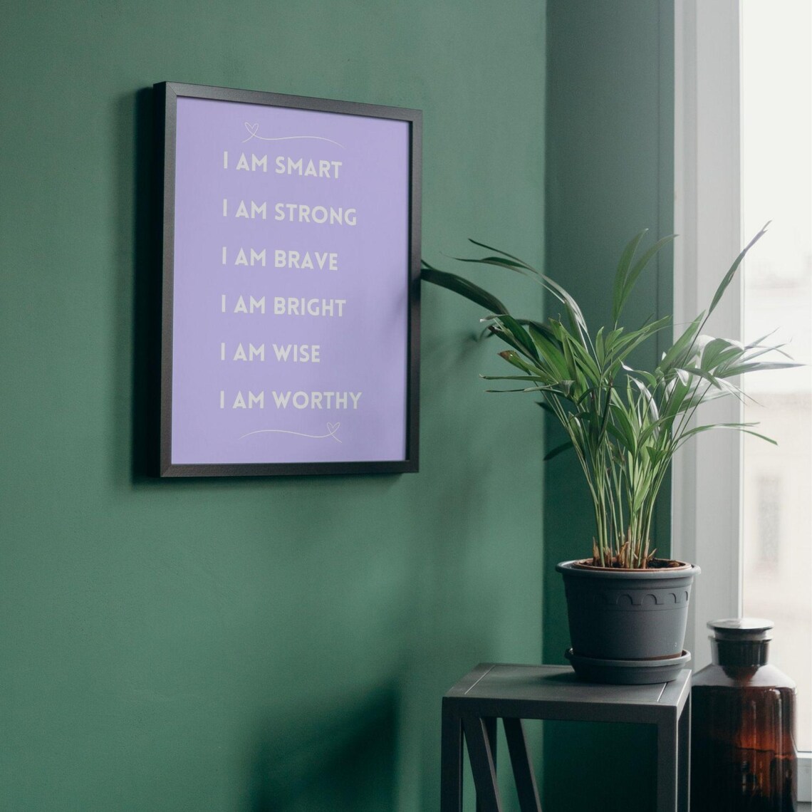 I Am Smart Strong Brave Affirmation Lavender Background Quote Poster - Image 4