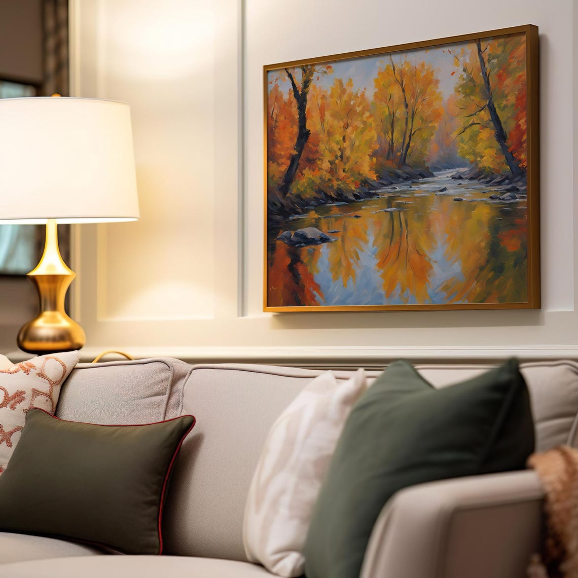 River Painting Vintage Fall Art Nature Print Cottagecore Landscape Farmhouse Decor - Image 5