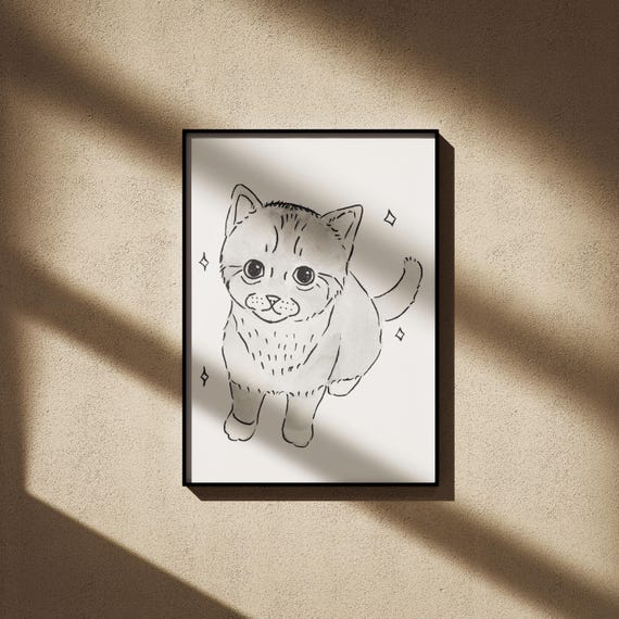 Nursery Cat Art Print, Cute Animal Decor