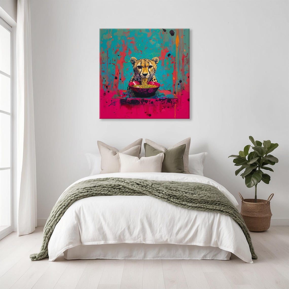 Maximalist Eclectic Ramen Cheetah Print Bold Altered Animal Portrait Fantasy Fun Colorful Renaissance Rustic Art