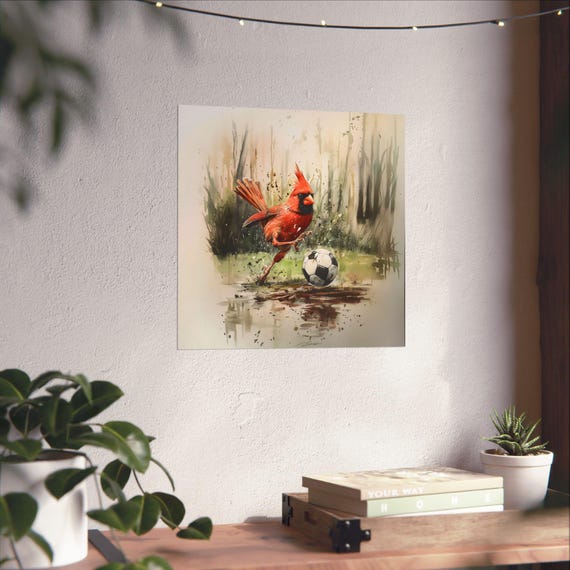 Soccer Cardinal Maximalist Eclectic Sports Poster Print Rugged Eccentric Football Airbnb Childrens Art Fantasy Nature Rustic Wall Decor