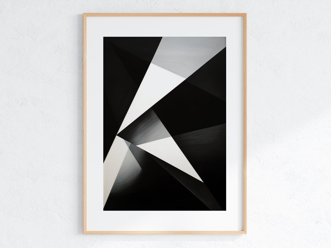 Abstract Geometric Pattern Sophisticated Black And White Art Modern Balance And Harmony Decor Minimalist Artwork