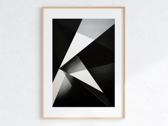 Abstract Geometric Pattern Sophisticated Black And White Art Modern Balance And Harmony Decor Minimalist Artwork