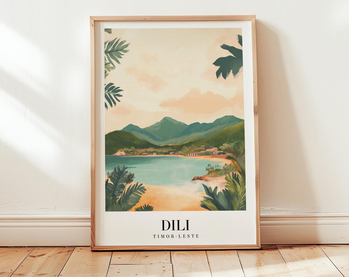 Dili Timor Leste Tropical Bay Mountains Retreat Escape Travel Poster