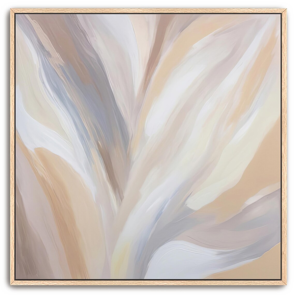 Hand-Painted Neutral Abstract Art Print, Beige and Gray - Image 3