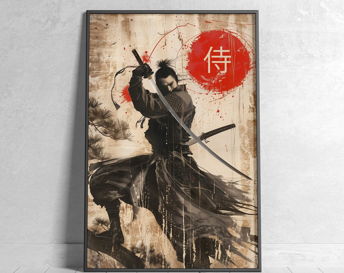 Traditional Samurai Kanji Calligraphy Art Print